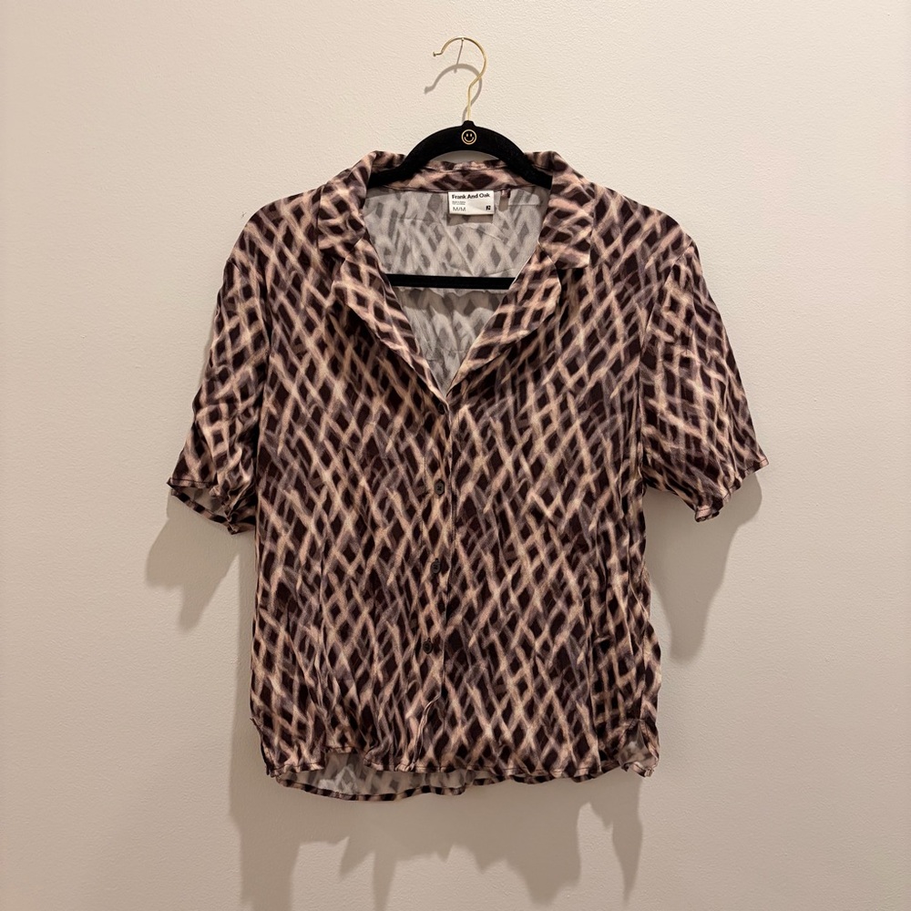 Frank & Oak Camp Collar Button Down Shirt Size Medium